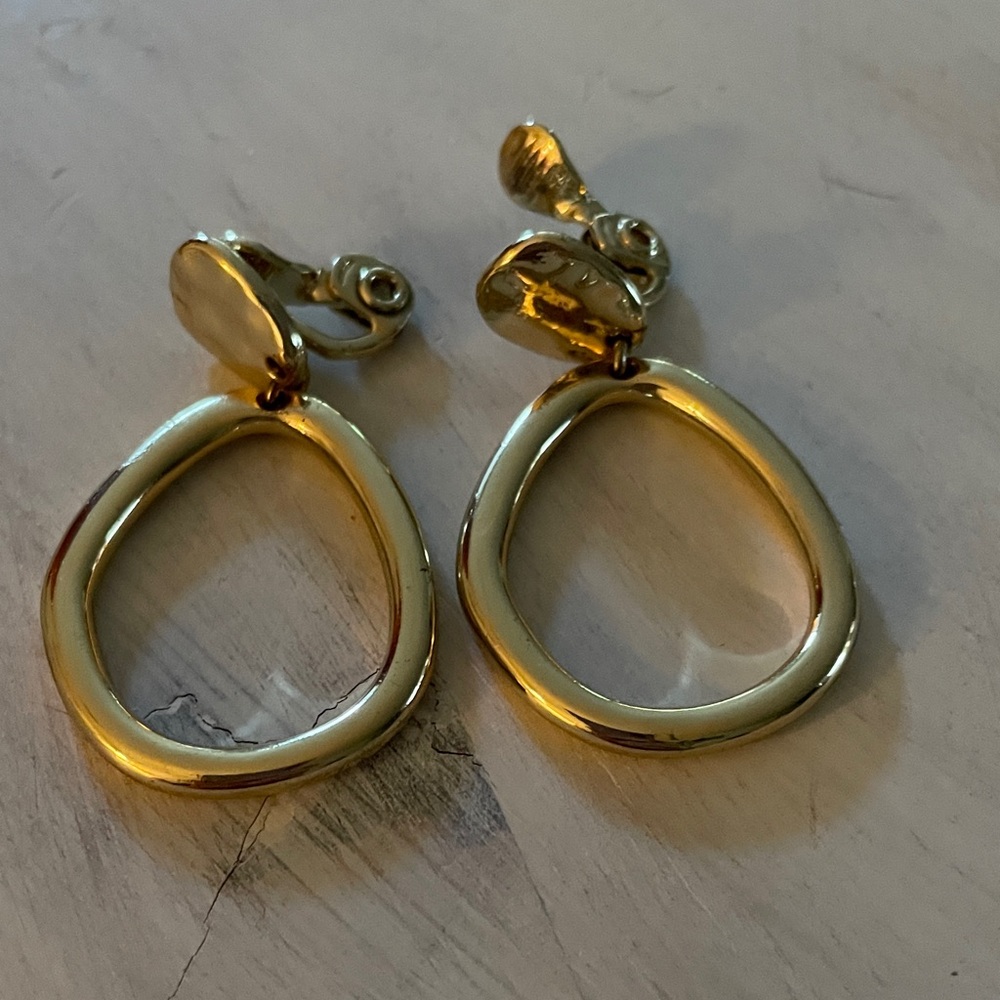 Gold-Tone Open Drop Clip-On Earrings